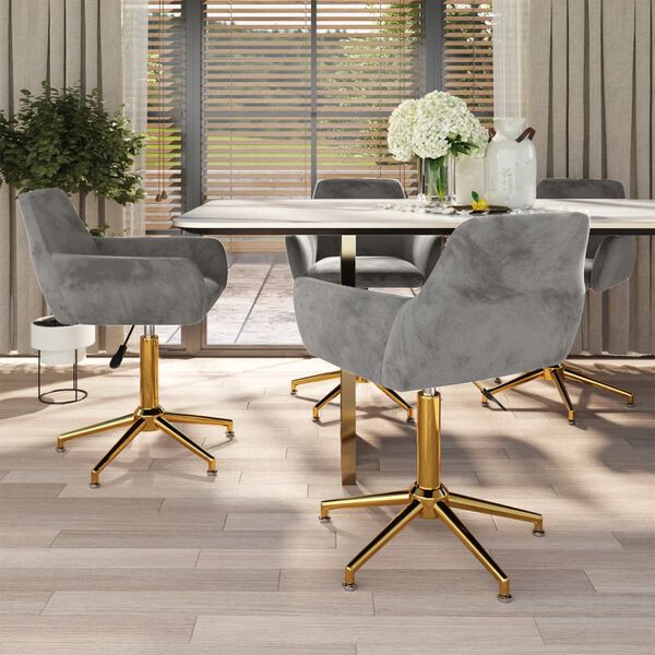 vidaXL Sillas de comedor giratorias 4 unidades terciopelo gris claro