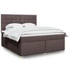 vidaXL Cama box spring con colch&oacute;n tela marr&oacute;n oscuro 180x200 cm
