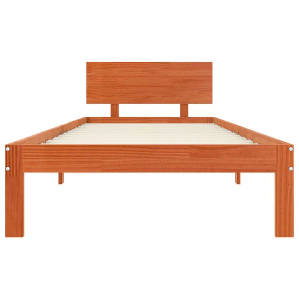 vidaXL Estructura de cama con cabecera Marr&oacute;n cera 90 x 190 cm