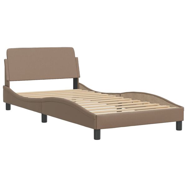 vidaXL Cama Viana con colch&oacute;n cuero sint&eacute;tico capuchino 100x200 cm