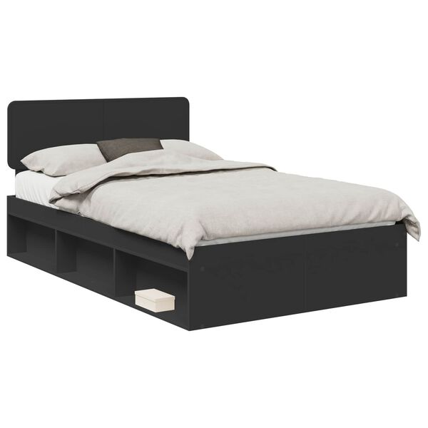vidaXL Estructura de cama Negro 135 x 190 cm Madera de pino macizo