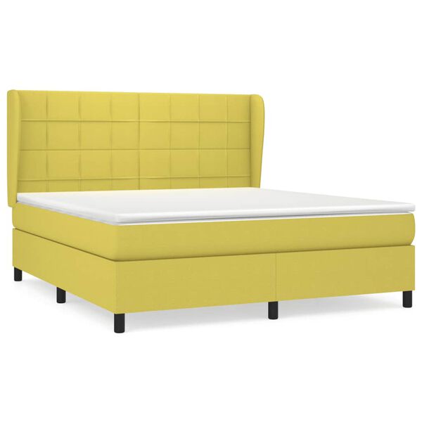 vidaXL Cama box spring con colch&oacute;n tela verde 180x200 cm