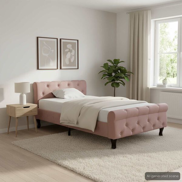 vidaXL Estructura de cama sin colchón terciopelo rosa 90x200 cm