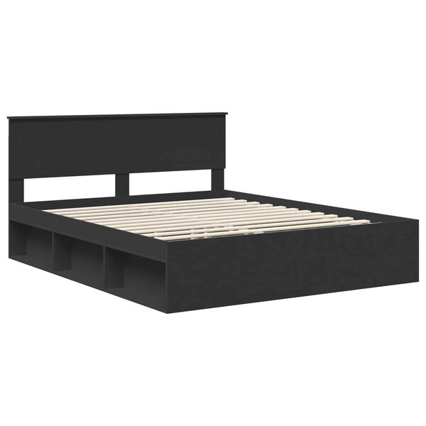 vidaXL Estructura de cama Negro 160 x 200 cm Madera de pino macizo