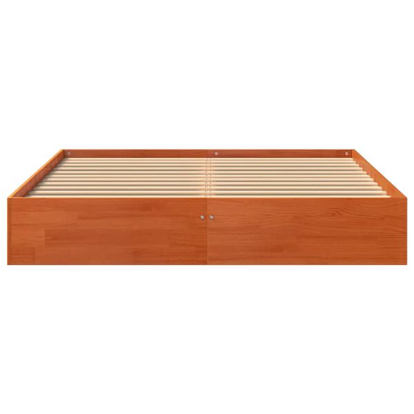 vidaXL Cama sin colch&oacute;n madera maciza de pino marr&oacute;n cera 140x200 cm