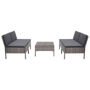 vidaXL Set de sof&aacute;s de jard&iacute;n con cojines 5 pzas rat&aacute;n sint&eacute;tico gris