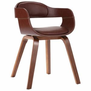vidaXL Sillas de comedor marr&oacute;n madera curvada y cuero sint&eacute;tico