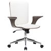 vidaXL Silla de oficina giratoria cuero sint&eacute;tico madera curva blanco