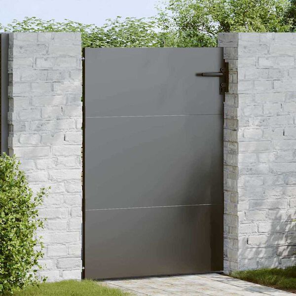 vidaXL Puerta de jard&iacute;n con cerradura Negro 85 x 125 cm