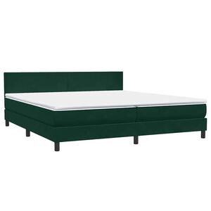 vidaXL Cama box spring con colch&oacute;n terciopelo verde oscuro 180x220 cm
