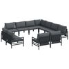 vidaXL Conjunto de sof&aacute;s de jard&iacute;n 11 uds. Negro Acero