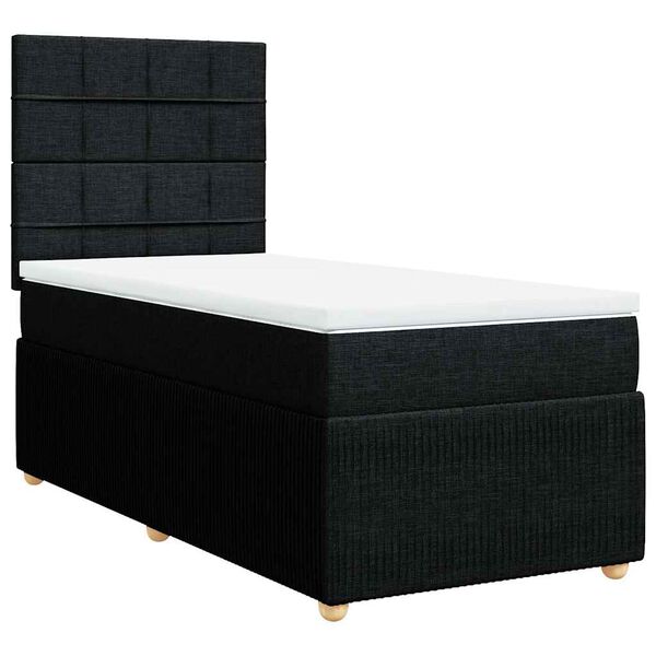 vidaXL Cama box spring con colch&oacute;n tela negro 100x200 cm