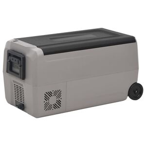vidaXL Nevera con ruedas y asa PP Y PE negro y gris 50 L