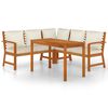 vidaXL Juego comedor de jard&iacute;n 4 pzas con cojines madera maciza acacia