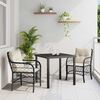 vidaXL Conjunto de Comedor de Jard&iacute;n 3 pcs Negro rat&aacute;n sint&eacute;tico