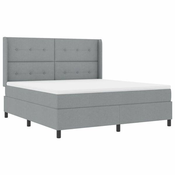 vidaXL Cama tipo Box Spring con colch&oacute;n Gris claro 180 x 200 cm tela