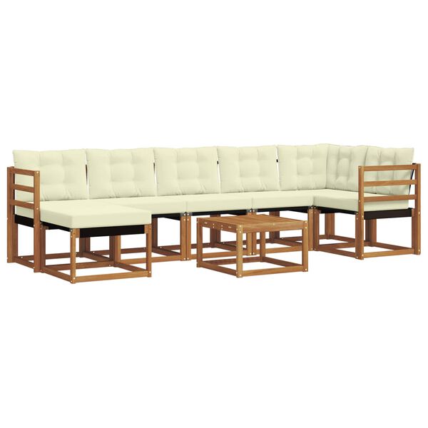 vidaXL Conjunto de sof&aacute;s de exterior con coj&iacute;n 8 pcs Natural y Crema