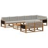 vidaXL Conjunto de sof&aacute;s de exterior 9 uds. Natural y Gris Claro