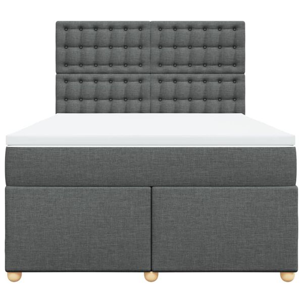 vidaXL Cama box spring con colch&oacute;n tela gris oscuro 160x200 cm