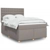 vidaXL Cama box spring con colch&oacute;n tela gris taupe 140x190 cm