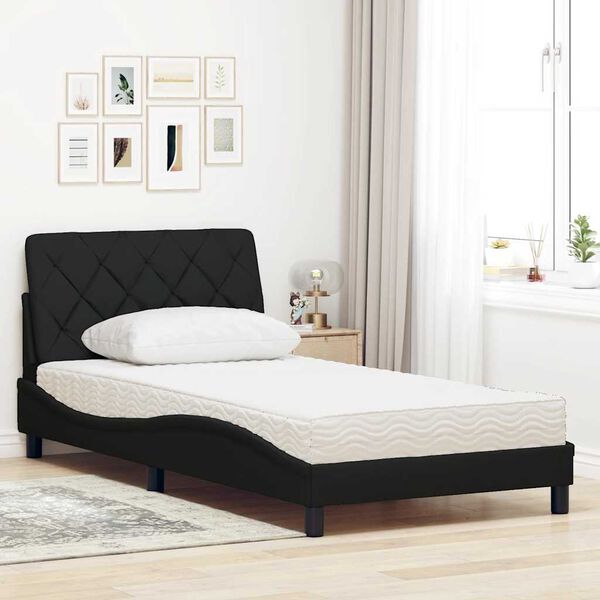 vidaXL Cama con colch&oacute;n tela negro 100x200 cm