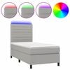 vidaXL Cama box spring colch&oacute;n y luces LED tela gris claro 90x190 cm