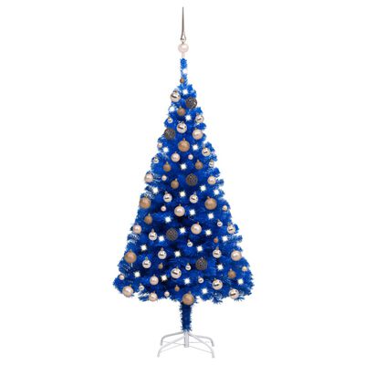 vidaXL Árbol de Navidad preiluminado con luces y bolas azul 180 cm