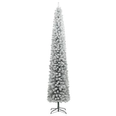 vidaXL Árbol de Navidad estrecho con 300 LED y bolas y nieve 270 cm