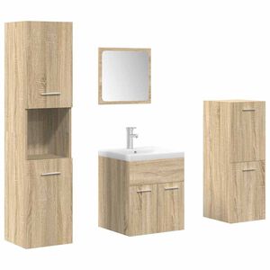 vidaXL Juego de muebles de ba&ntilde;o 5 pzas madera ingenier&iacute;a roble Sonoma