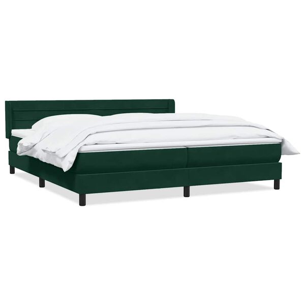 vidaXL Cama box spring con colch&oacute;n terciopelo verde oscuro 180x210 cm