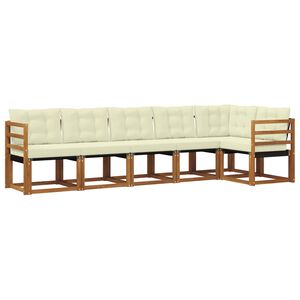 vidaXL Conjunto de sof&aacute;s de exterior con coj&iacute;n 6 pcs Natural y Crema