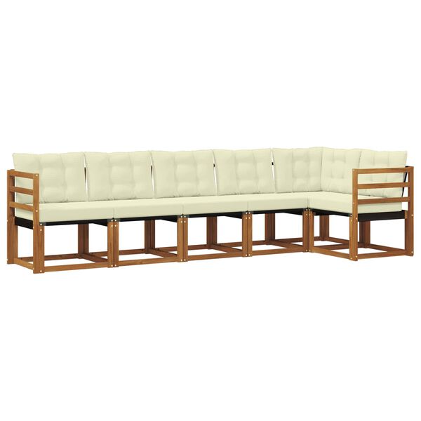 vidaXL Conjunto de sof&aacute;s de exterior con coj&iacute;n 6 pcs Natural y Crema