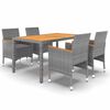 vidaXL Juego de comedor de jard&iacute;n 5 piezas rat&aacute;n sint&eacute;tico gris