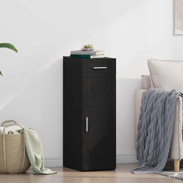 vidaXL Aparador con cajón Roble Negro 30 x 42,5 x 93 cm