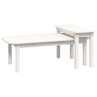 vidaXL Juego de mesas de centro 2 piezas madera maciza de pino blanco