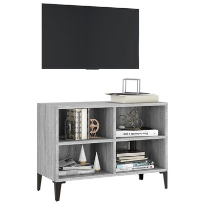 vidaXL Mueble de TV con patas de metal gris Sonoma 69,5x30x50 cm
