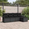 vidaXL Conjunto de sofá de jardín con cojín 5 pcs Negro Poliratán