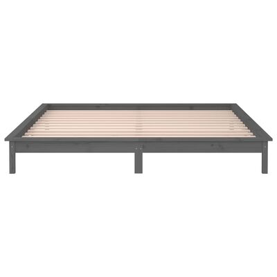 vidaXL Estructura de cama con LED madera maciza gris 200x200 cm
