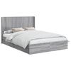 vidaXL Estructura de cama con almacenamiento y cabecero Sonoma gris