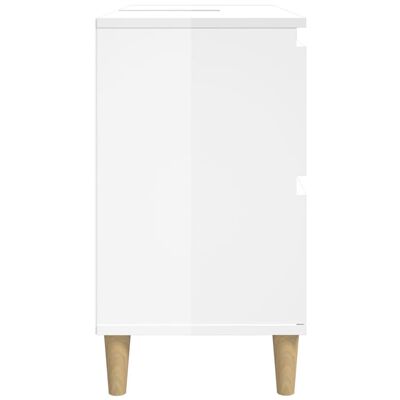 vidaXL Armario de lavabo madera contrachapada blanco brillo 80x33x60cm