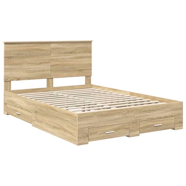 vidaXL Estructura de cama con cabecera Roble Sonoma 140 x 190 cm