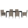 vidaXL Conjunto de Comedor de Jard&iacute;n 7 pcs Gris rat&aacute;n sint&eacute;tico