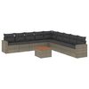 vidaXL Set de sof&aacute;s de jard&iacute;n 10 pzas con cojines rat&aacute;n sint&eacute;tico gris