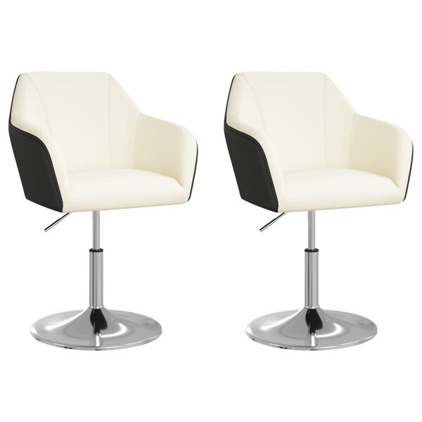 vidaXL Sillas de comedor 2 unidades cuero sint&eacute;tico blanco y negro