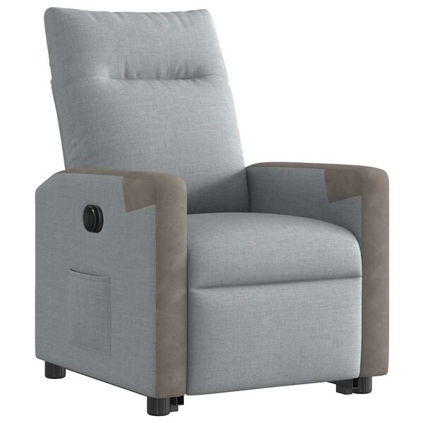 vidaXL Sill&oacute;n el&eacute;ctrico reclinable elevable de tela gris claro