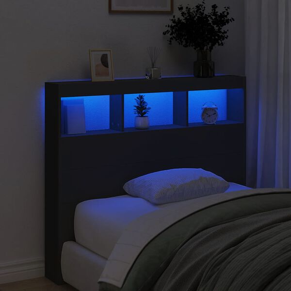 vidaXL Cabecero de cama con LED negro 120x17x102 cm