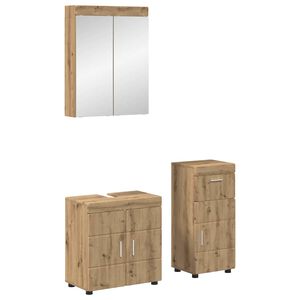 vidaXL Juego de muebles de ba&ntilde;o con caj&oacute;n TULUM Roble artesanal