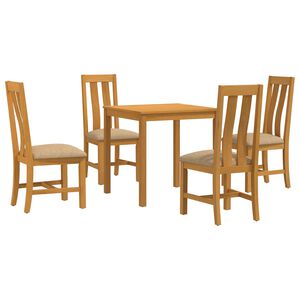 vidaXL Conjunto de comedor 5 uds. Beige Madera de Roble S&oacute;lido