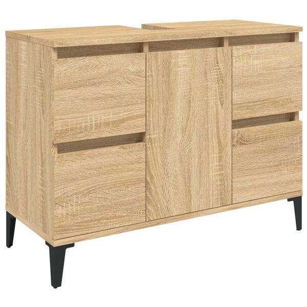 vidaXL Armario de lavabo madera contrachapada roble Sonoma 80x33x60 cm