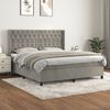 vidaXL Cama box spring con colch&oacute;n terciopelo gris claro 160x200 cm